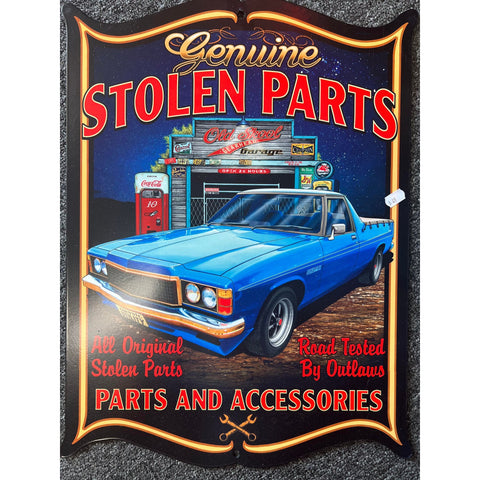 RETRO TIN SIGN STOLEN PARTS