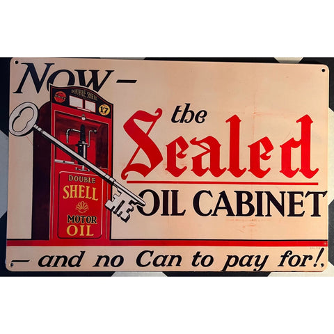 RETRO TIN SIGN SHELL OIL CABINET