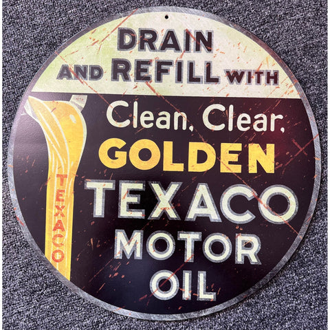 RETRO TIN SIGN CASTROL GOLDEN TEXACO OIL