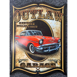 RETRO TIN SIGN OUTLAW GARAGE 57 CHEV