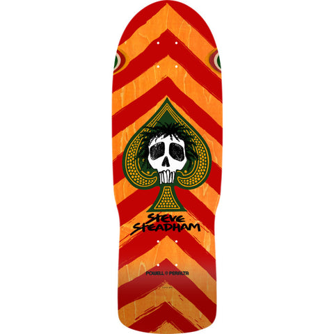 Powell Peralta Steadham Skull & Spade Reissue Skateboard Deck Orange Stain - 10.00 X 30.125