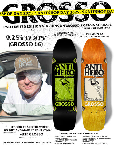 Antihero Grosso Skate Shop Day 2025 Deck 9.25 Black