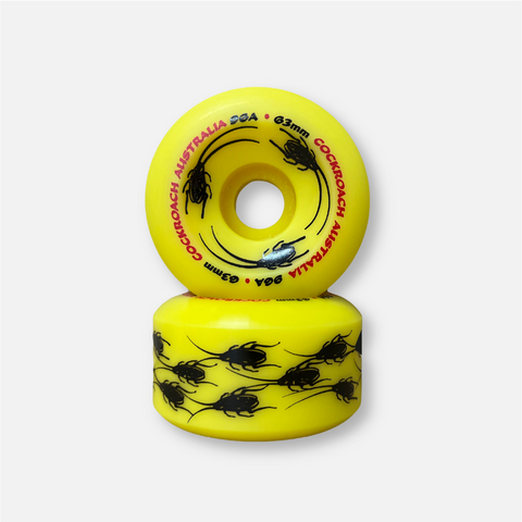 COCKROACH WHEELS ORIGINALS YELLOW 63MM 96A PACK OF 4