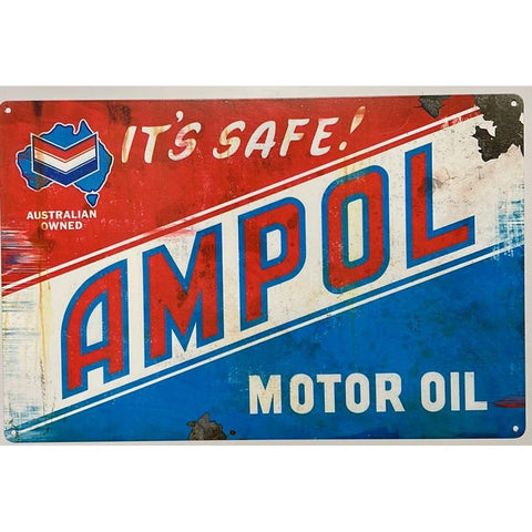 TIN SIGN SHELL AMPOL MOTOR OIL