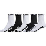 GLOBE SOCKS BOYS BLACK/WHITE 5 PACK SIZE 2-8