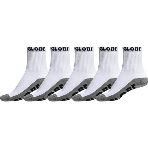 GLOBE SOCKS MENS QUARTER GREY/WHITE 5 PACK SIZE 12-15