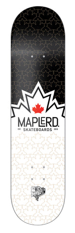 MAPLE ROAD BLACK MAPLE LEAF SKATEBOARD DECK AVAILABLE 7.75 INCH TO 8.75 INCH WIDE