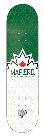 MAPLE ROAD GREEN MAPLE LEAF SKATEBOARD DECK AVAILABLE 7.75 INCH TO 8.75 INCH WIDE