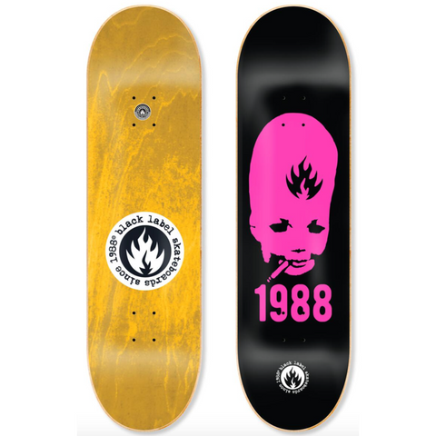Black Label Skateboard Deck- Thumbhead 8.25 inch wide PINK