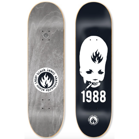 Black Label Skateboard Deck- Thumbhead 8.75 inch wide white