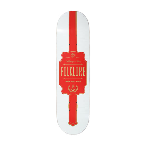 FOLKLORE SPIRITS DECK 8.0 INCH WIDE WHITE WITH RED